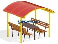 Стол и лавки под навесом МАФ 4005 в Геническе