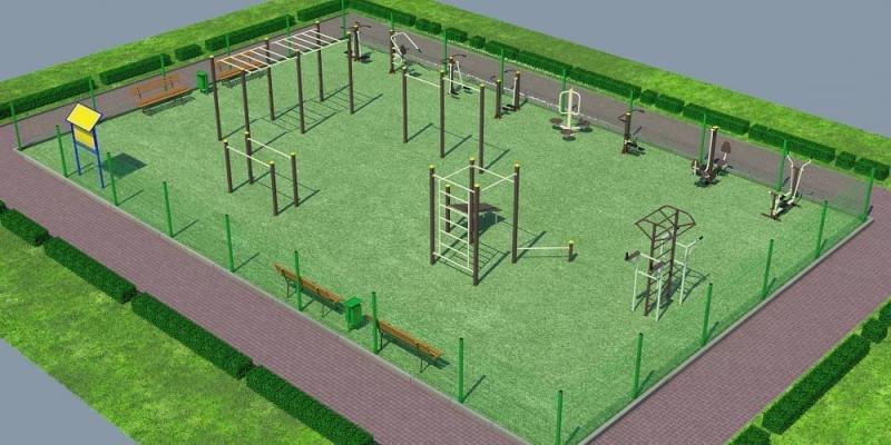 Проект спортивной воркаут площадки с уличными тренажерами - 1467400 рублей в Геническе