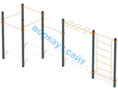 Воркаут турники с шведской стенкой и рукоходом  ВС-21 в Геническе