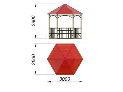 Беседка со столом и лавками МАФ 4121 в Геническе