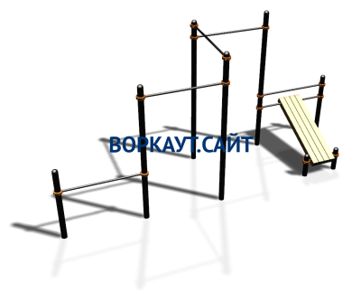 Воркаут комплекс разноуровневых турников со скамьей для пресса ВС-37 в Геническе
