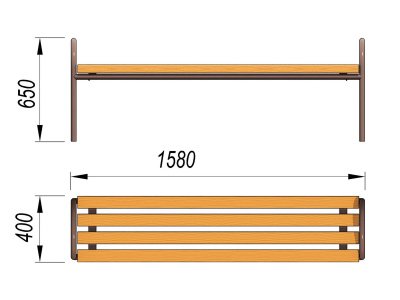 Лавочка парковая МАФ 1603 в Геническе