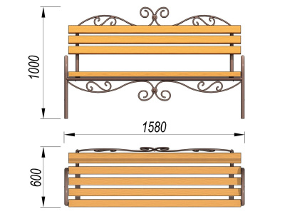 Лавочка кованная МАФ 1606 в Геническе