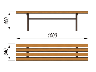 Лавочка без спинки МАФ 1601 в Геническе