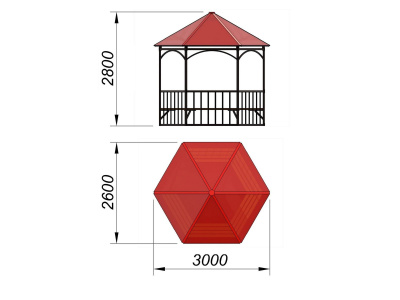 Беседка с лавками и полом МАФ 4122 в Геническе