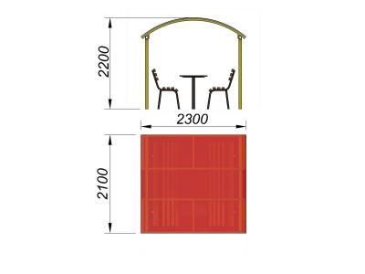 Стол и лавки под навесом МАФ 4005 в Геническе