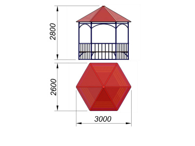 Беседка с лавками МАФ 4120 в Геническе