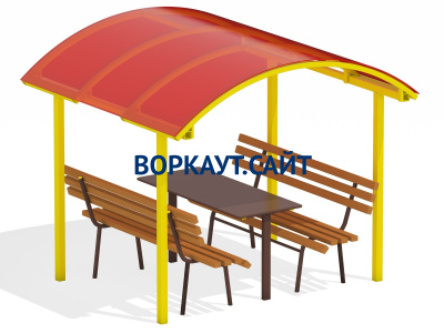 Стол и лавки под навесом МАФ 4005 в Геническе